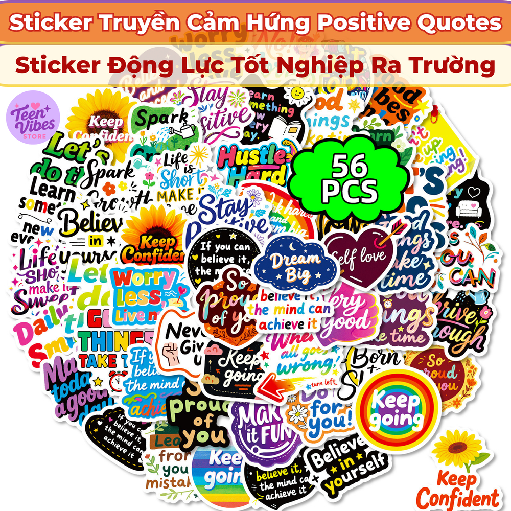50 Sticker Quotes Truyền Cảm Hứng - Sticker Laptop, Sticker Trang Trí Điện Thoại , Sticker Tiếng Anh