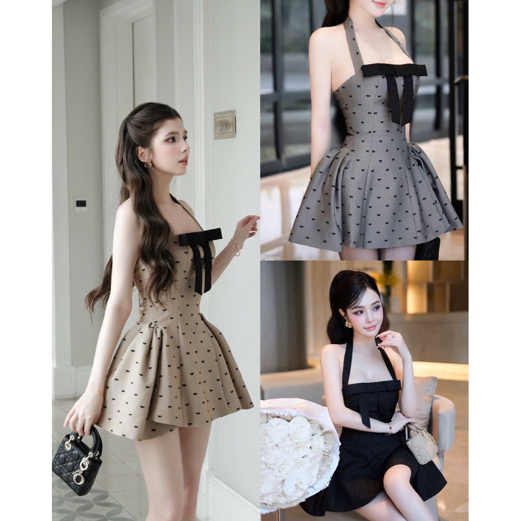 Đầm Tùng Phồng Đính Nơ Ngực Dáng Cổ Choàng - 𝐃𝟐𝐓 𝐒𝐓𝐎𝐑𝐄