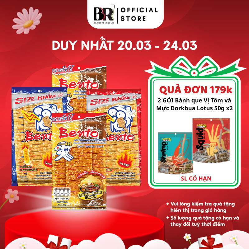 [SIZE KHỔNG LỒ -VỊ MỚI] Snack Mực Bento Hải Sản Vị Cay & Phô Mai BBQ 36G- Ăn Vặt Thái Lan Chính Hãng