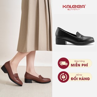 Kaleea - Giày Búp Bê Nữ Da Mềm Cao Cấp, Mũi Tròn Đế Vuông Cao 4cm, Thanh Lịch Dễ Phối Đồ G28