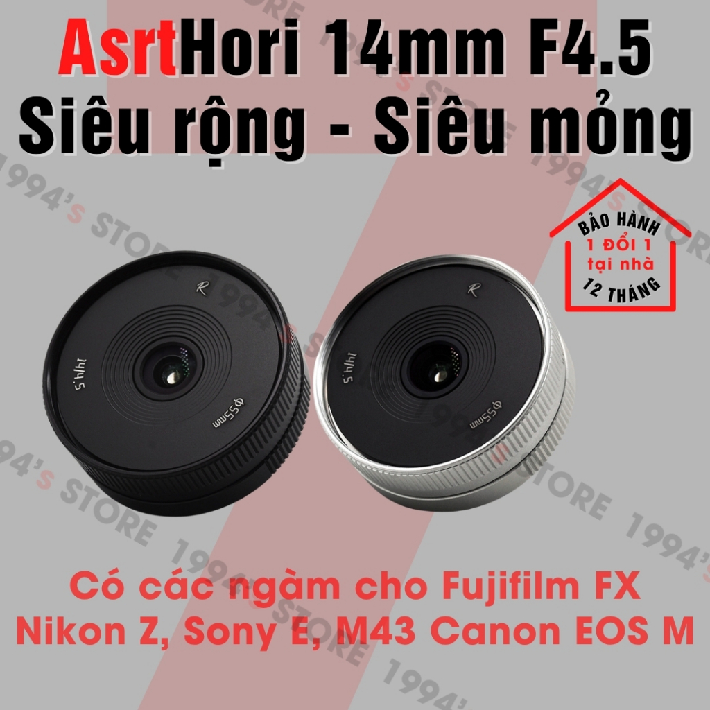 Ống kính AstrHori 14mm F4.5 - Lens Pancake Siêu rộng - Siêu mỏng cho Fujifilm FX, Nikon Z, Sony E, M