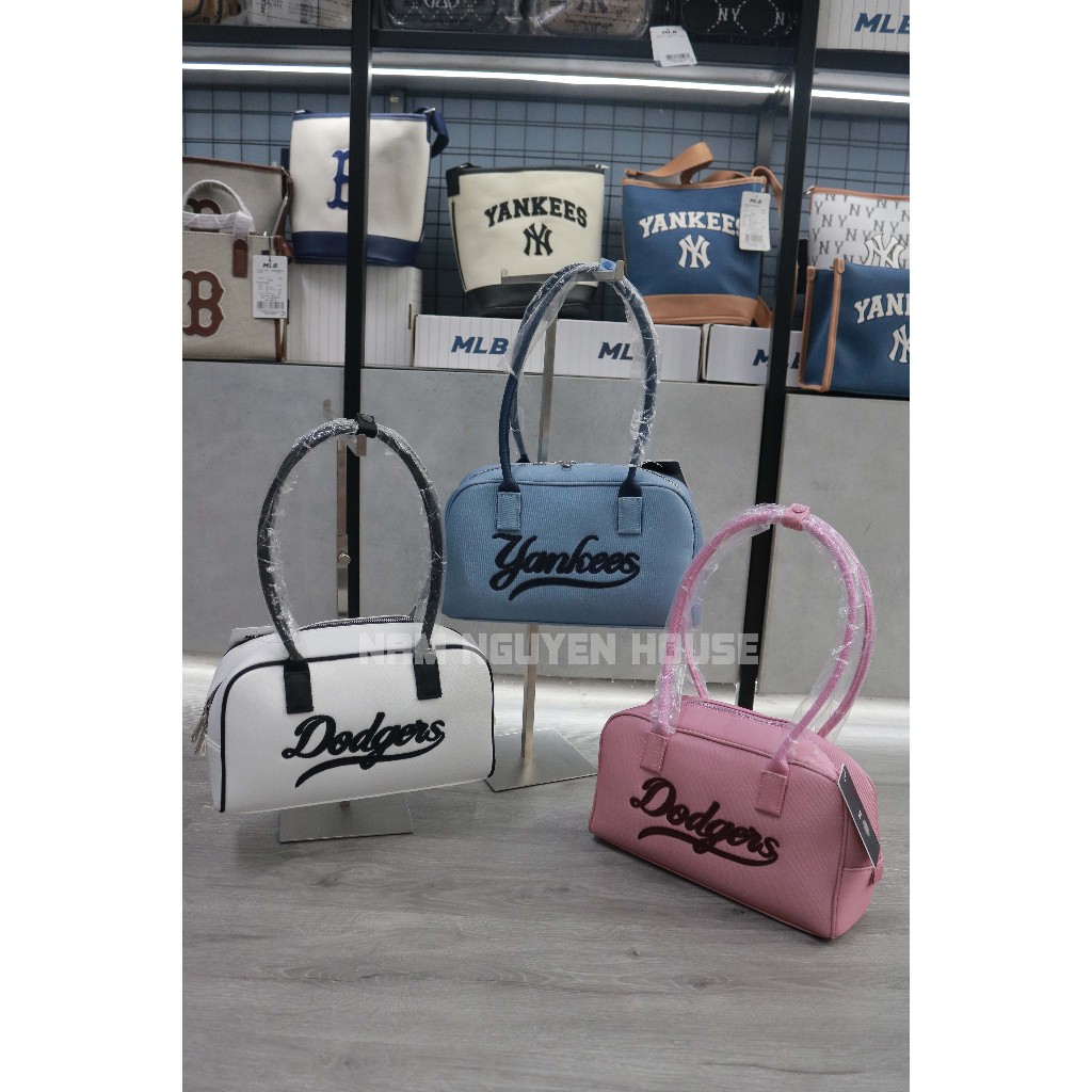 ✅ [MẪU MỚI NHẤT]  Túi Trống MLB Official Varsity Culsive Denim Shoulder Bag LA Dodgers 'Pink' [3ABQL