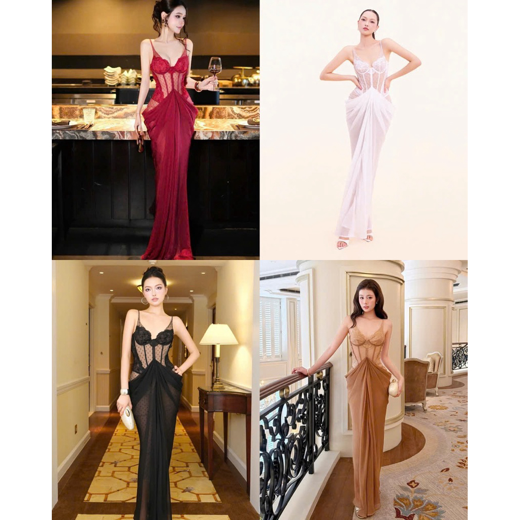 Đầm Dạ Hội Lưới Bi Phối Ren Đổ Eo Sang Trọng - 𝐃𝟐𝐓 𝐒𝐓𝐎𝐑𝐄