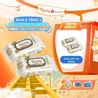 [Mua 6 Tặng 2] Khăn ướt Gooby Premium 100 tờ cao cấp, không cồn, không parabens, mềm mịn, an toàn với da trẻ nhỏ