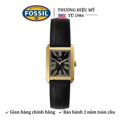 Đồng hồ nam Fossil CARRAWAY FS6091 mặt chữ nhật 30mm, dây da đen