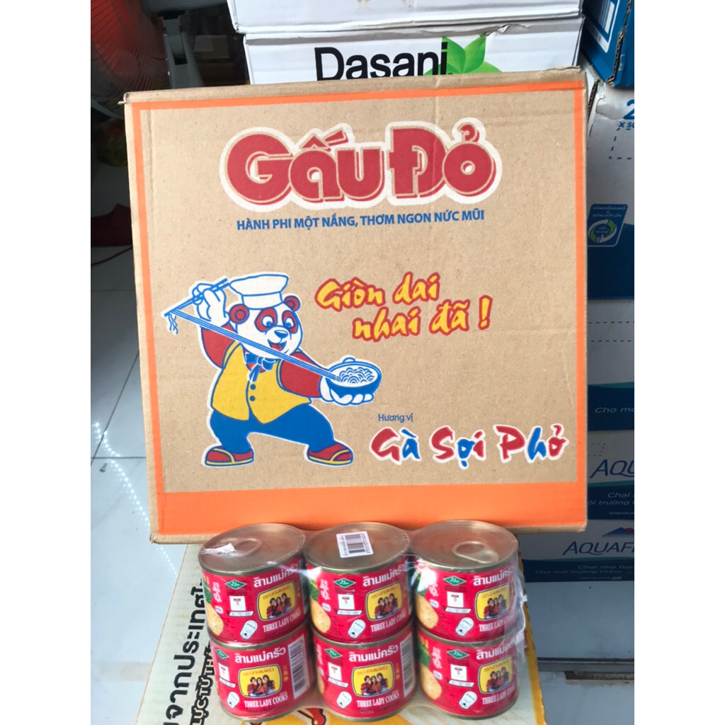 Tặng 1 lốc cải chua - Thùng mì tôm gấu đỏ gà sợi phở date mới