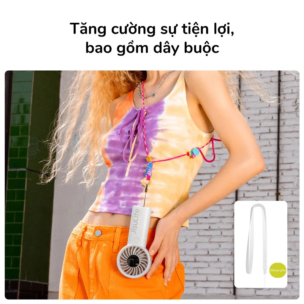 Quạt cầm tay JisuLife 4 mini xách tay gió mạnh màn hình LED 5 nấc gió điều chỉnh được dành cho học sinh và dân văn phòng | BigBuy360 - bigbuy360.vn