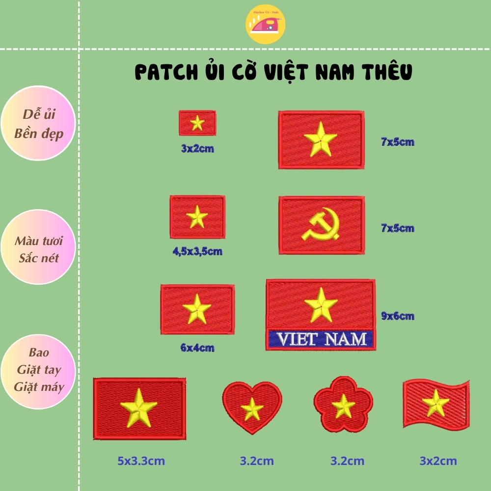Cờ Việt Nam, logo cờ Việt Nam , lá cờ Việt Nam/ Patch ủi cờ Việt Nam thêu