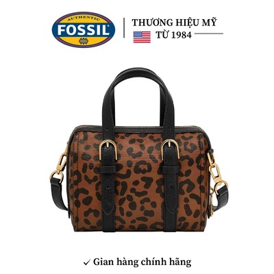 Túi trống nữ Fossil CARLIE ZB11086234 - họa tiết da báo, thích hợp đi công việc, đi chơi, kích cỡ 19cm