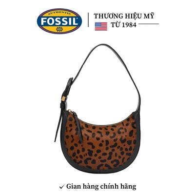 Túi da nữ Fossil HARWELL Haircalf ZB11095234, da bê in họa tiết, size 23, túi đeo vai cá tính
