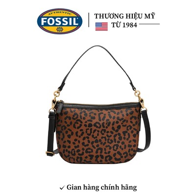 Túi nữ Fossil JOLIE ZB11099234 - túi đeo chéo bằng canvas họa tiết da báo size 28, phù hợp công việc hằng ngày