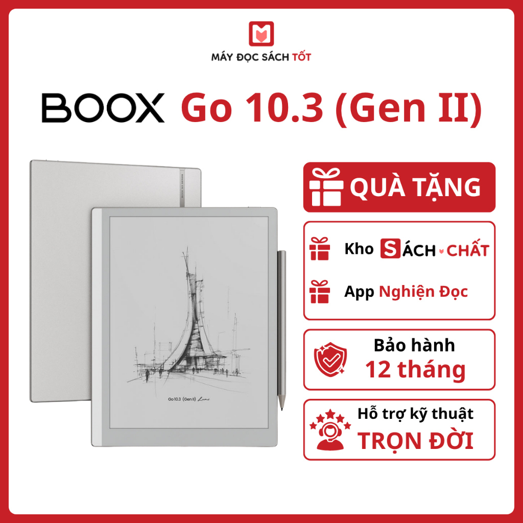 Máy đọc sách Boox Go 10.3 (Gen II) | Go 10.3 Lumi | Màn 10.3" E-ink Carta 1200 | MĐST HCM
