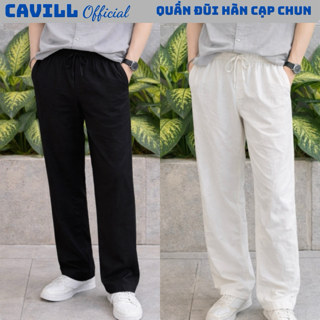 Quần Đũi xước Cạp chun CAVILL, Vải mềm, nhẹ mát, Dáng ống suông trẻ trung, 4 màu dễ phối đồ