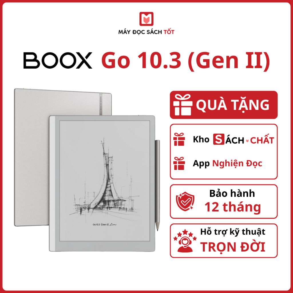Máy đọc sách BOOX Go 10.3 (Gen II)|Go 10.3 (Gen 2) Lumi | 10.3" E-ink Carta 1200 | Bảo hành 12 tháng