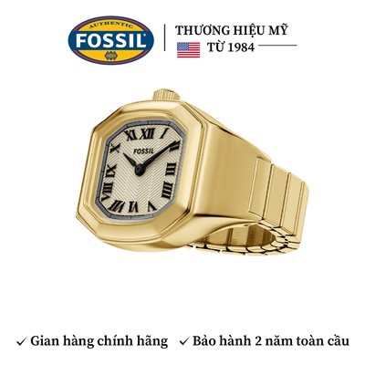 Nhẫn đồng hồ nữ Fossil Harlow ES5446 Octagon mặt màu kem 16MM, dây thép không gỉ màu vàng