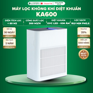 Máy Lọc Không Khí Diệt Khuẩn UVGREEN KA600 60m2, UVC Led & Ion Âm, Lõi HEPA H13 Lọc Bụi Mịn, Hút Mùi