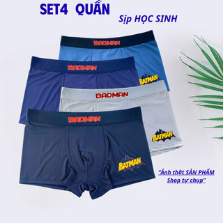 SET 4 Sịp đùi bé trai, Quần lót trẻ em Hoạt hình Size 28-75KG vải thun lạnh mịn mát co dãn 4 chiều