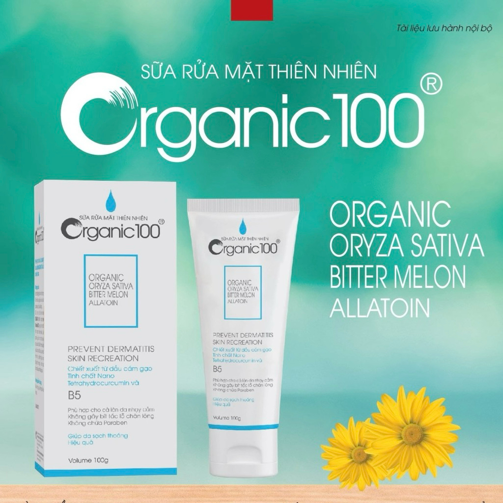 Sữa Rửa Mặt thiên nhiên ORGANIC 100 - Chiết xuất từ cám gạo, vitamin B5