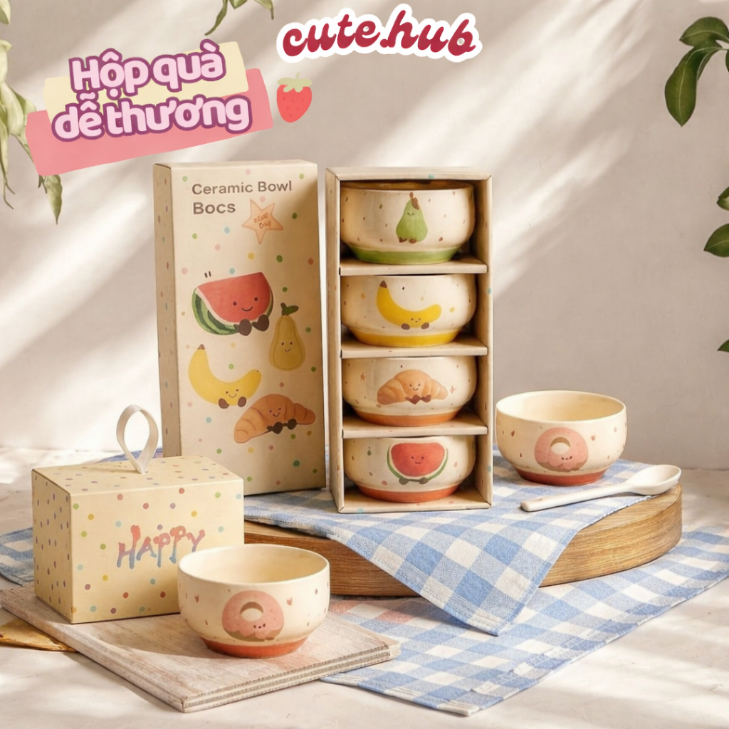 [Kèm hộp quà] Bát sứ cute quà tặng sinh nhật ngày kỉ niệm