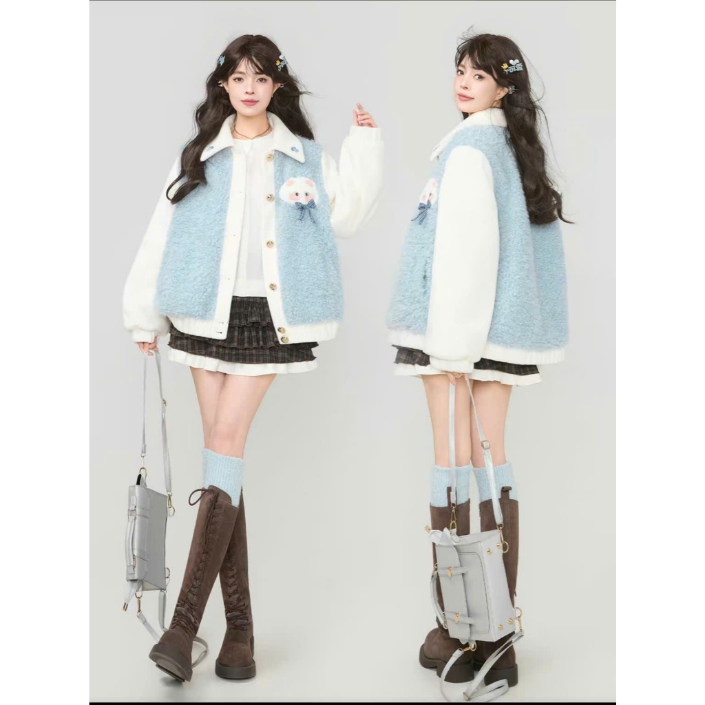 [Vui lòng nhắn tin shop trước khi đặt đơn] ÁO KHOÁC LÔNG CỪU SWEET CYANO KEIKO