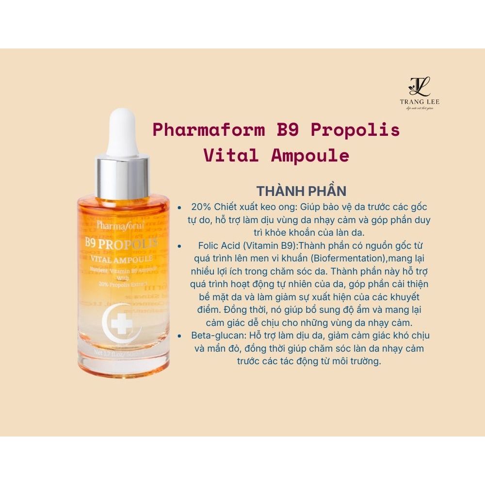 Tinh chất keo ông tái tạo phục hồi da Pharmaform B9 Propolis Vital Ampoule