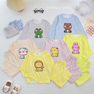 [Bé 7-32kg] Bộ Dài Tay Caro In Hình Con Vật Chất Thun Lạnh Mềm Mịn Mát Cho Bé Trai Bé Gái Mặc Ngủ Đi Học