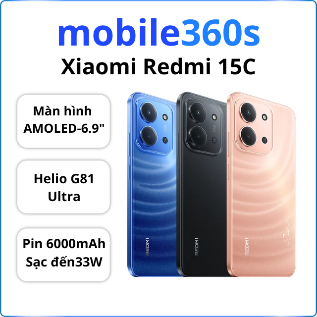 Điện Thoại Xiaomi Redmi 15C Helio G81-Ultra Bảo hành toàn quốc