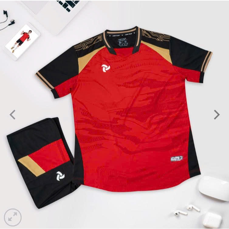 Quần Áo Bóng Đá Ko logo Đỏ - Vải Mè J-CSM JP-STRIKER II – In Tên Số Theo Yêu Cầu BIBO SPORT