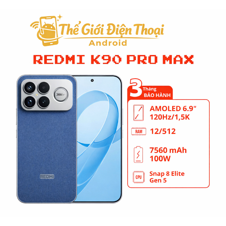 Điện thoại Xiaomi REDMI K90 Pro Max (Snapdragon 8 Elite Gen 5) LIKE NEW 12/256GB FULLBOX ĐẸP 99%