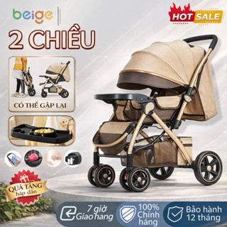 XE ĐẨY GẤP GỌN CHO BÉ BEIGE, GHẾ ĐẨY 2 CHIỀU + KHAY ĂN SIÊU TO + GẤP GỌN 1 GIÂY