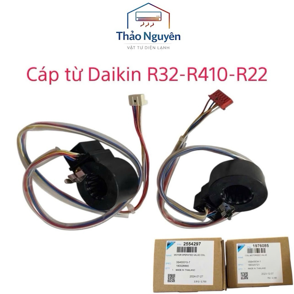 Cuộn dây van điện từ gas cuộn coil gas máy lạnh cáp từ cho điều hòa Daikin R32 R410