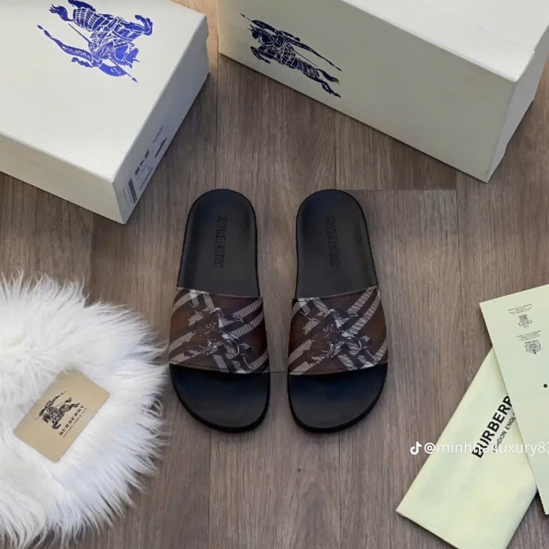 Dép Nam Burberry quai ngang hàng - Dép Lê Quai Ngang BBR Đế Casu Đúc Siêu Đẹp Trend