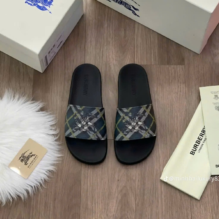 Dép Nam Burberry quai ngang hàng - Dép Lê Quai Ngang BBR Đế Casu Đúc Siêu Đẹp Trend
