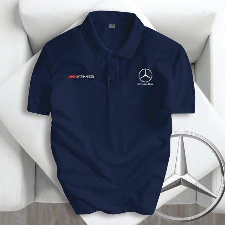 Áo Thun Polo có cổ ngắn tay cao cấp Mec AMG Bạc - Vải Cotton Thấm Hút Mồ Hôi, Vải Đẹp, không bông xù