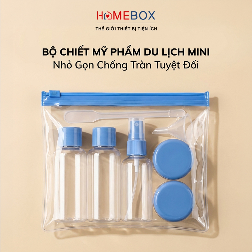 Bộ Chiết Mỹ Phẩm Mini 7 Món Tiện Lợi Đa Năng Lọ Chiết Du Lịch Chống Rò Rỉ Giúp Hành Lý Gọn Gàng