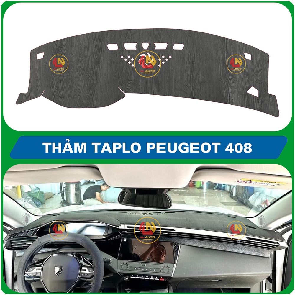 [Peugeot 408 đời 2014 ] Thảm taplo ô tô da vân gỗ, da fiber, lông cừu và tuyết nhung 3 lớp chống nắn
