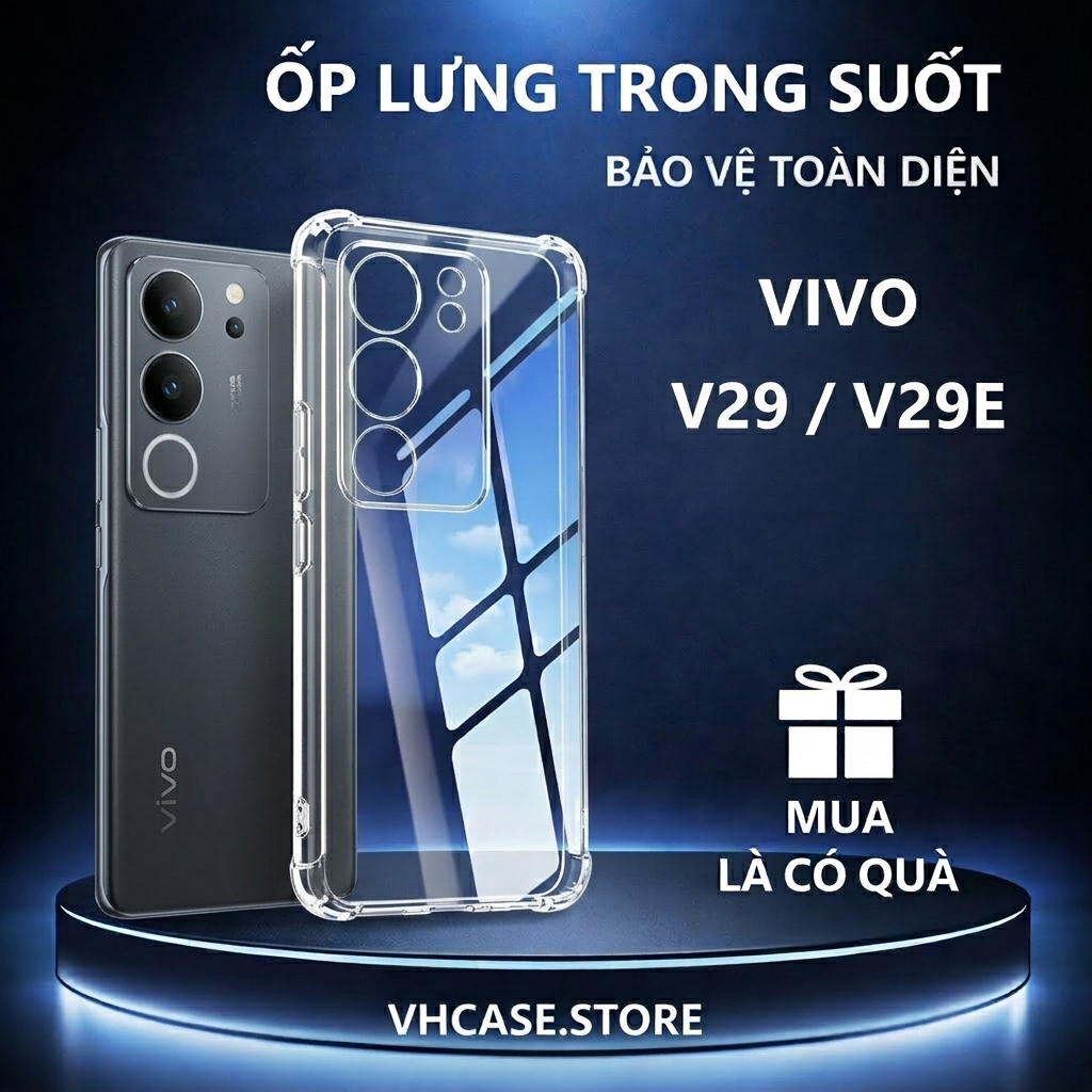 Ốp lưng chống sốc Vivo V29 / V29E trong suốt, silicon, bảo vệ camera-VHCASE.STORE