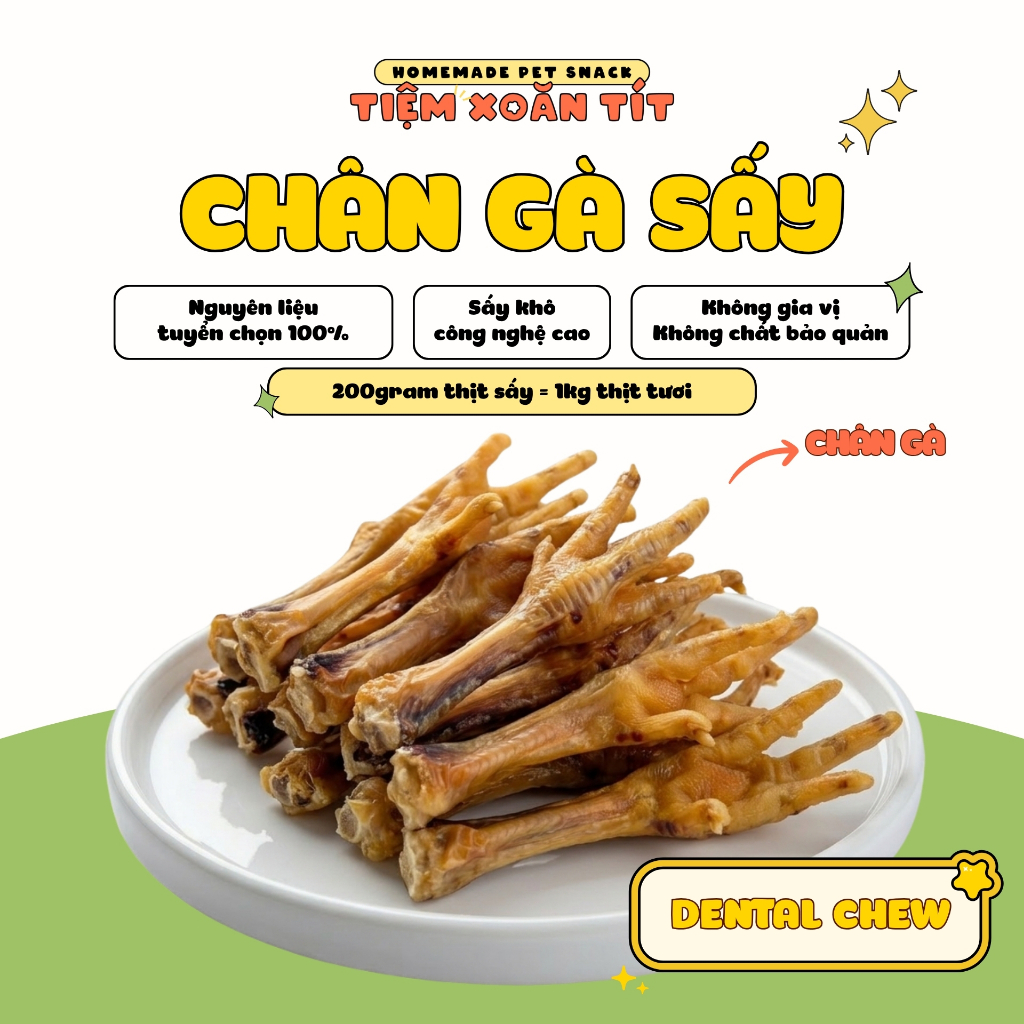 Chân Gà Sấy Dành Cho Thú Cưng - Dental Chew - Tiệm Xoăn Tít