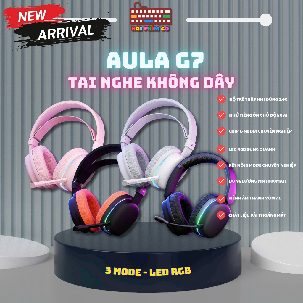 [HOẢ TỐC] TAI NGHE AULA G7 - G7 PRO | TAI NGHE KHÔNG DÂY GAMING | ÂM THANH VÒM 7.1 | MIC CHỐNG ỒN | 