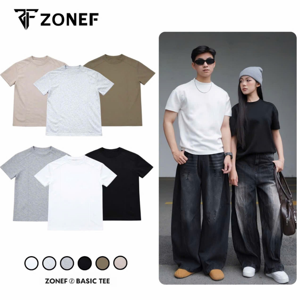 Áo Thun Cleanfit Ngắn Tay Cổ Tròn Tôn Chiều Cao ZONEF STUDIO, Áo Thun Mặc Hè Nam Nữ Trẻ Trung, Năng 