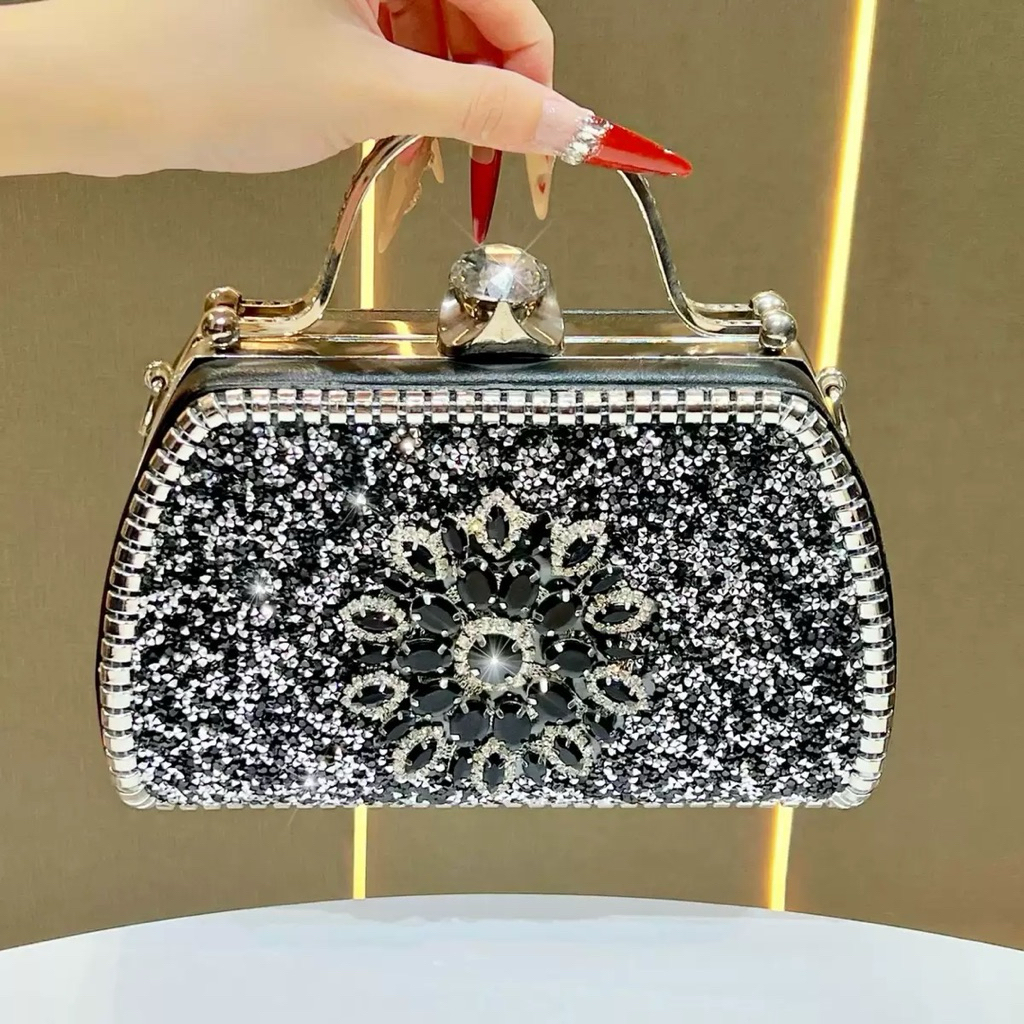 Clutch cốp túi hộp túi xách đi tiệc đính đá phale lấp lánh cao cấp nhập khẩu