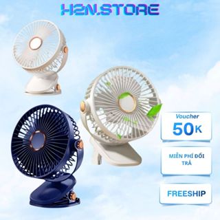 Quạt Tích Điện Kẹp Bàn Mini Động Cơ Không Chổi Than 5 Cấp Độ Gió Tích Hợp Đèn Led Pin Khủng 5000mAh Và 10000mAh Cao Cấp