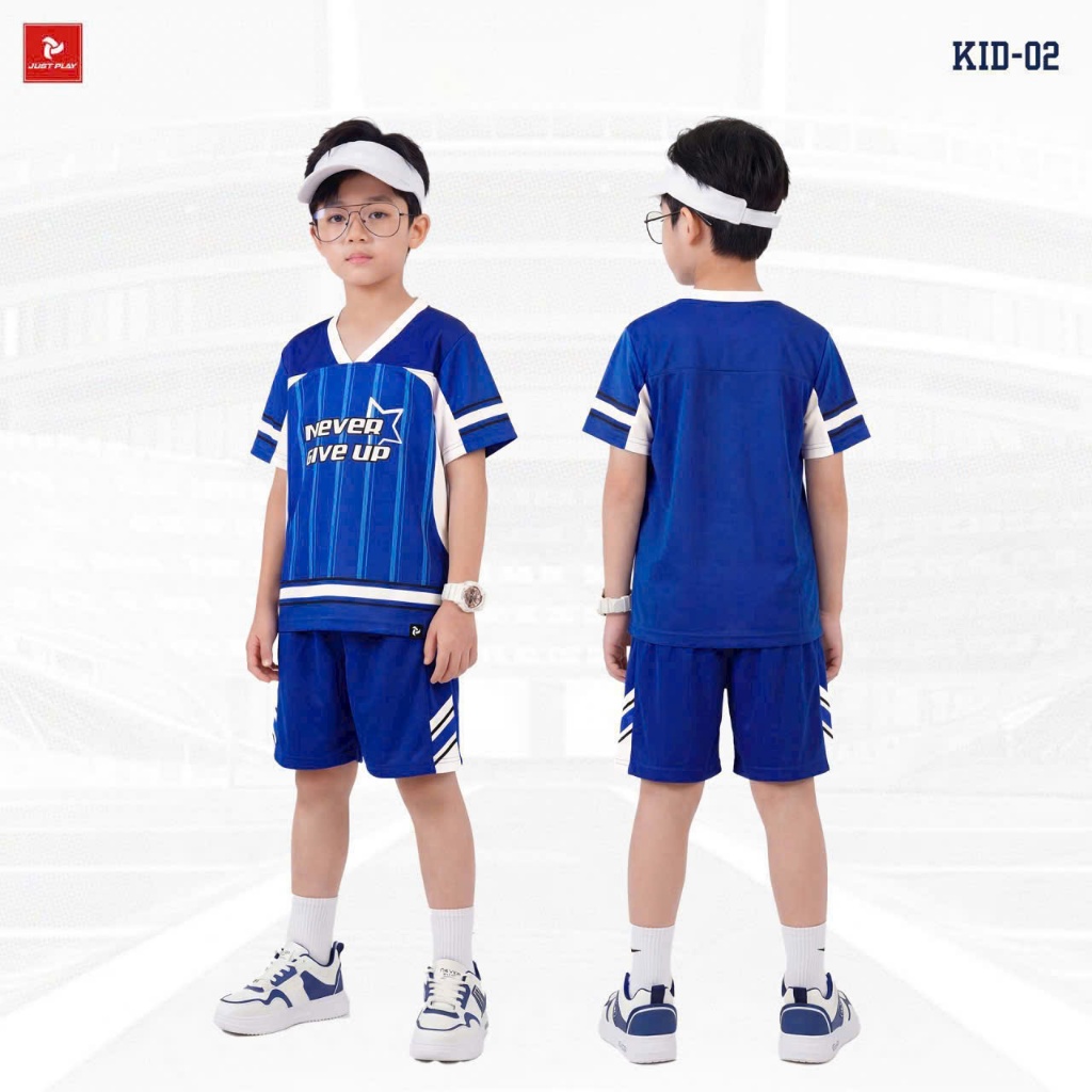 Quần Áo Bóng Đá Ko logo Xanh bích - Vải thun lạnh JP- KID 2– In Tên Số Theo Yêu Cầu BIBO SPORT