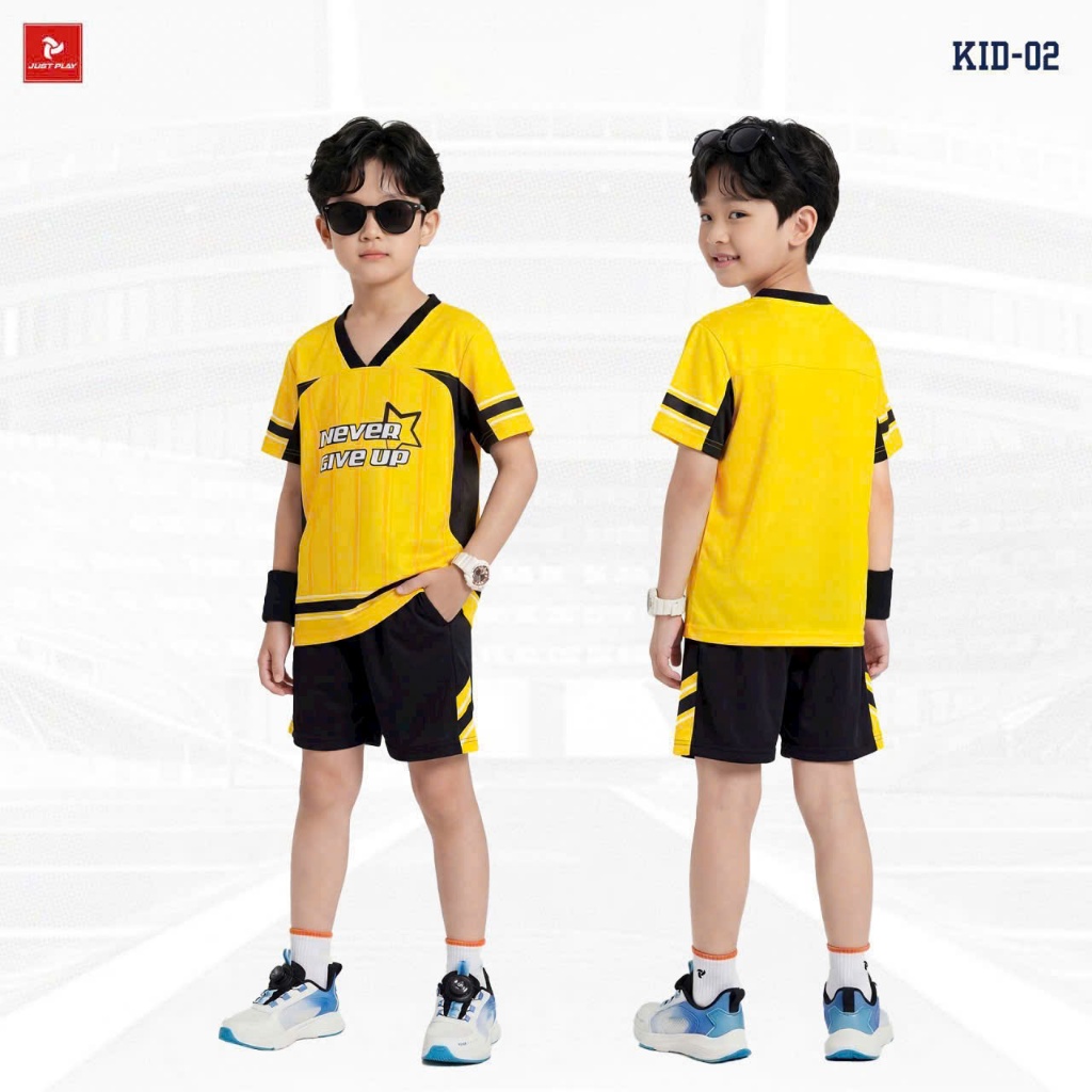 Quần Áo Bóng Đá Ko logo Vàng - Vải thun lạnh JP- KID 2– In Tên Số Theo Yêu Cầu BIBO SPORT