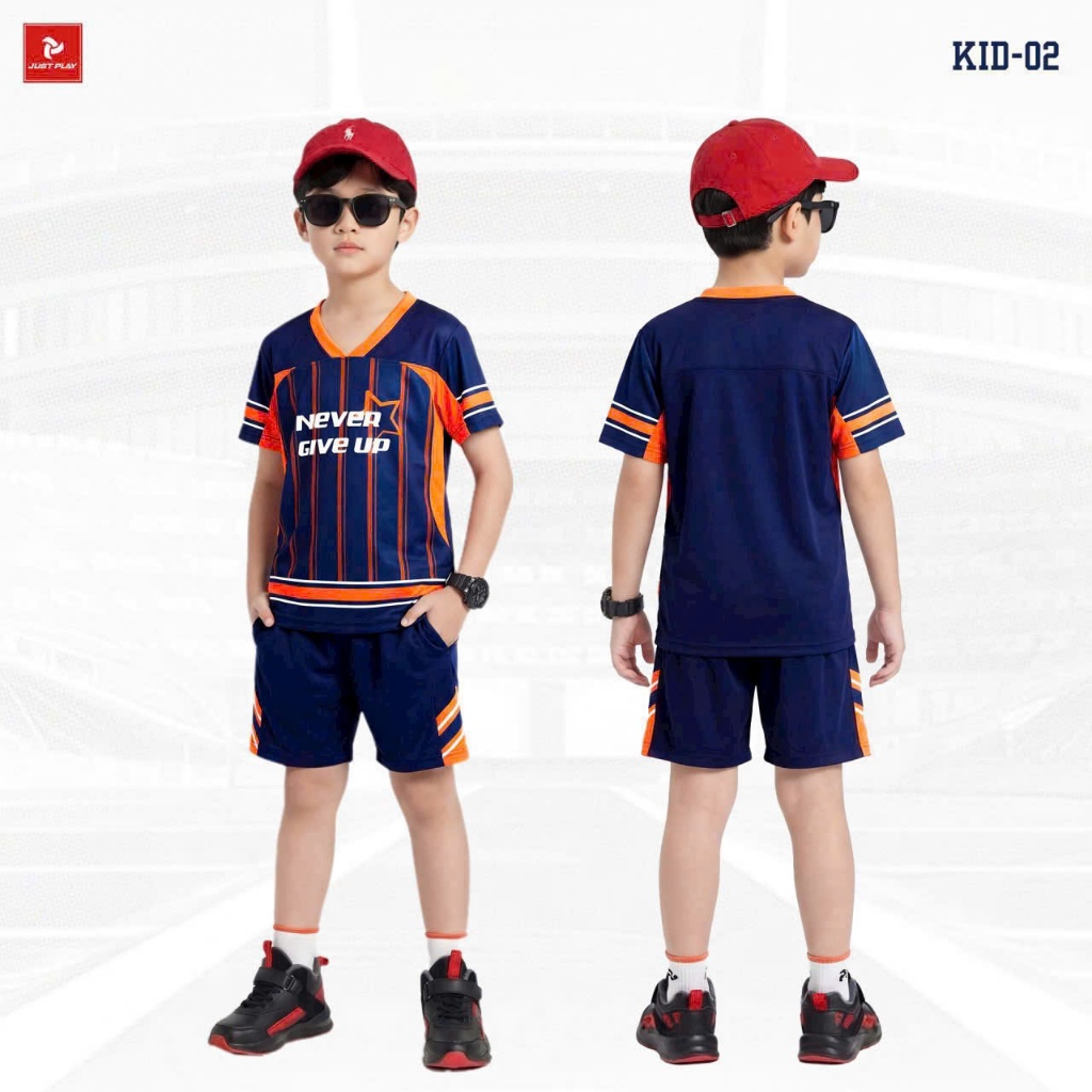 Quần Áo Bóng Đá Ko logo Xanh đen - Vải thun lạnh JP- KID 2– In Tên Số Theo Yêu Cầu BIBO SPORT