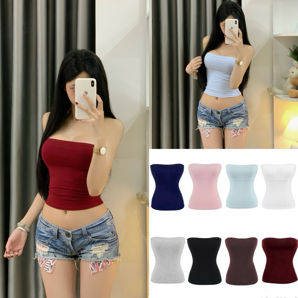 | Hta.boutique | Áo ống trơn basic siêu fitbody ôm dáng form ngắn ngang rốn