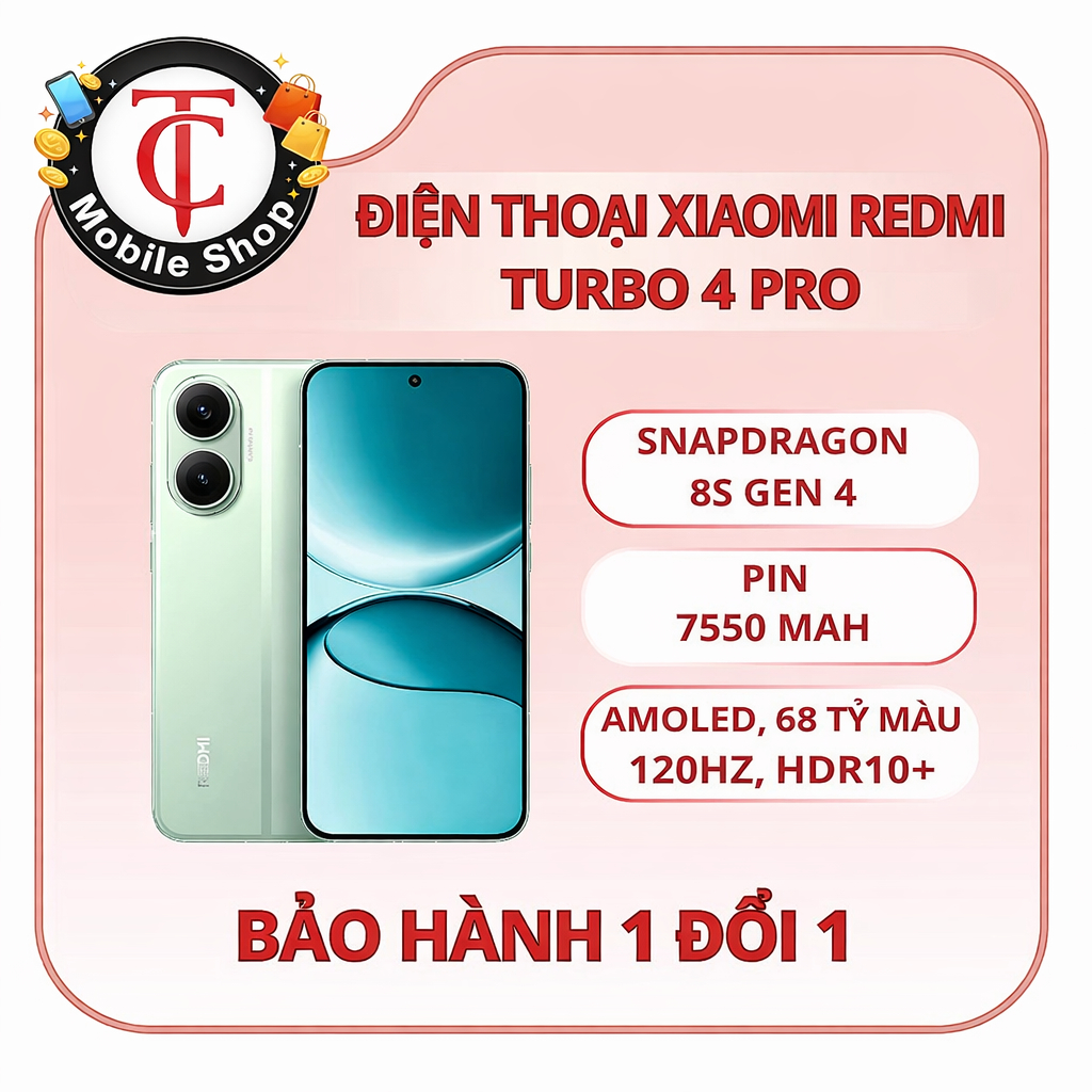 Điện thoại Xiaomi Redmi Turbo 4 Pro 5G Snapdragon 8s Gen 4 - Pin 7550mAh