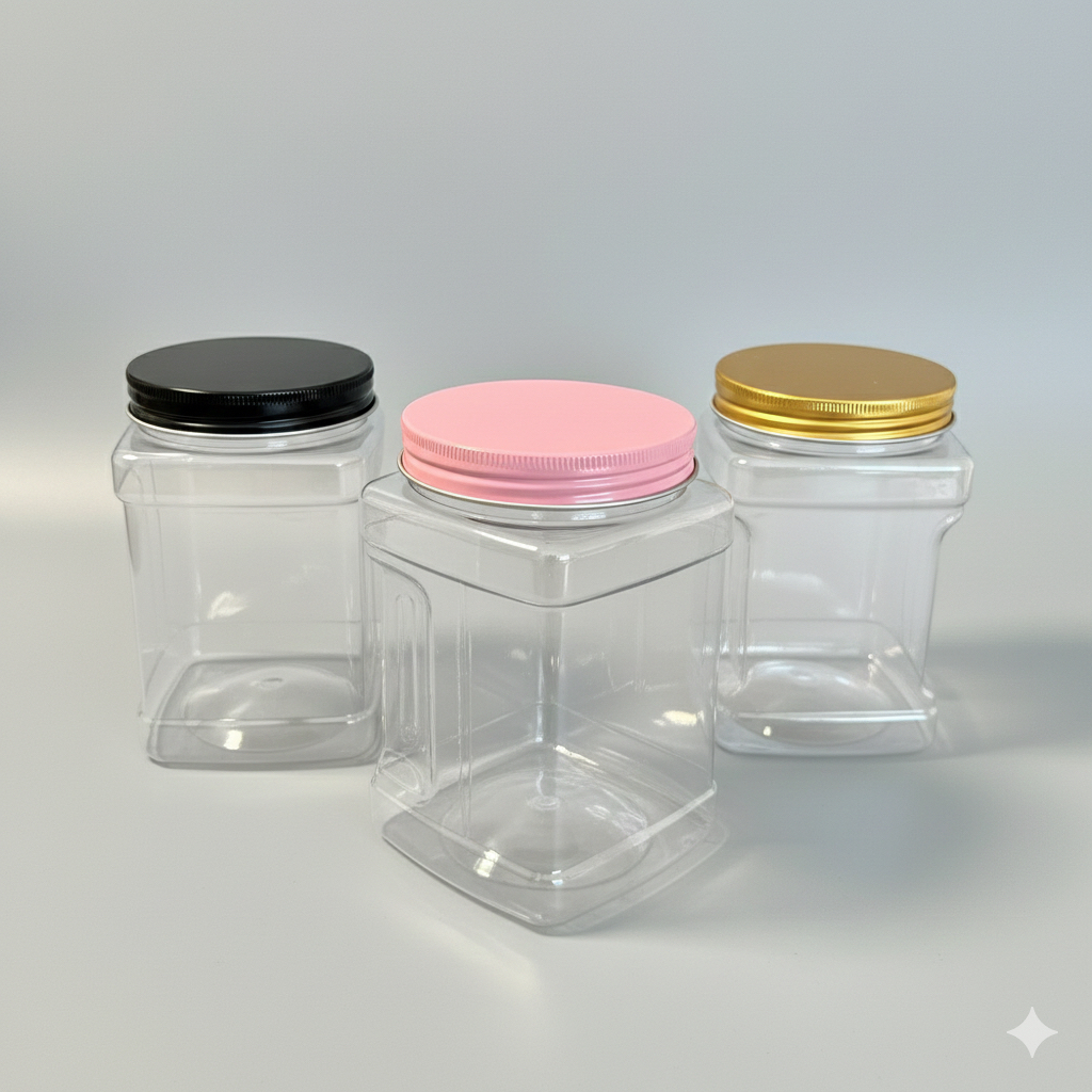 Combo 5 Hũ nhưạ vuông 450ml nắp trong vuông, hũ 1000ml vuông nắp các loại