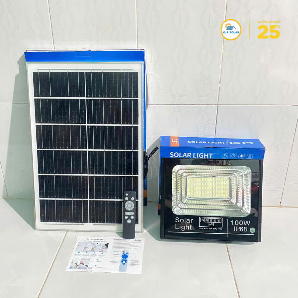 Đèn Pha Năng Lượng Mặt Trời 100W SOLAR LIGHT VS-100 | 225 LED 5730 | IP68