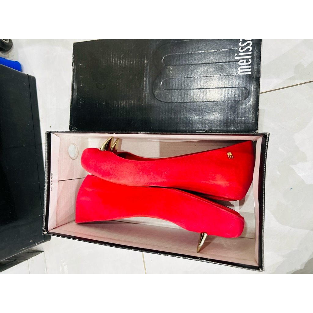 Giày Melissa Red Meow Cat Shoes Auth Size 38  ( Hàng 2nd)
